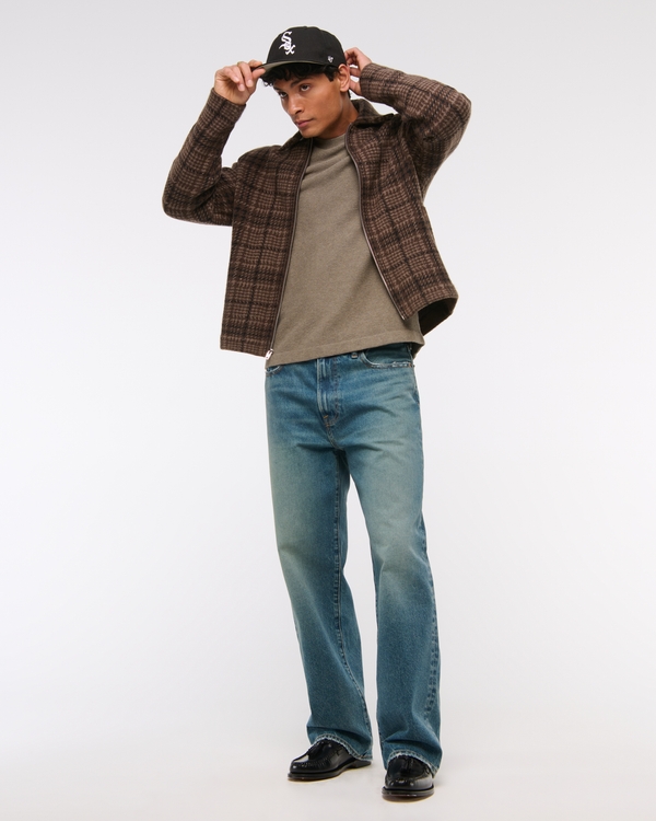 Pima Cotton Open-Hem Crew Sweater, Light Taupe view 2