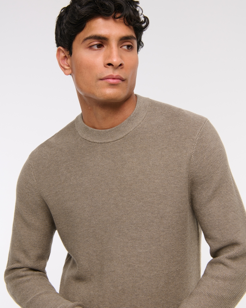 Pima Cotton Open-Hem Crew Sweater
