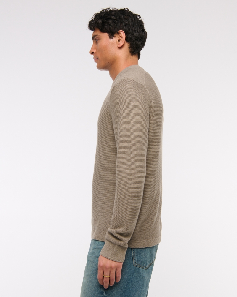 Pima Cotton Open-Hem Crew Sweater