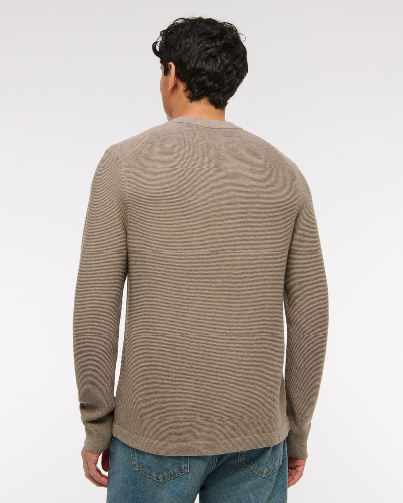Pima Cotton Open-Hem Crew Sweater