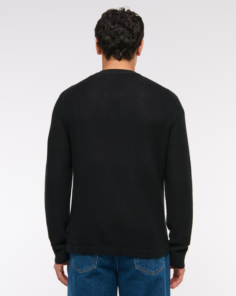 Pima Cotton Open-Hem Crew Sweater