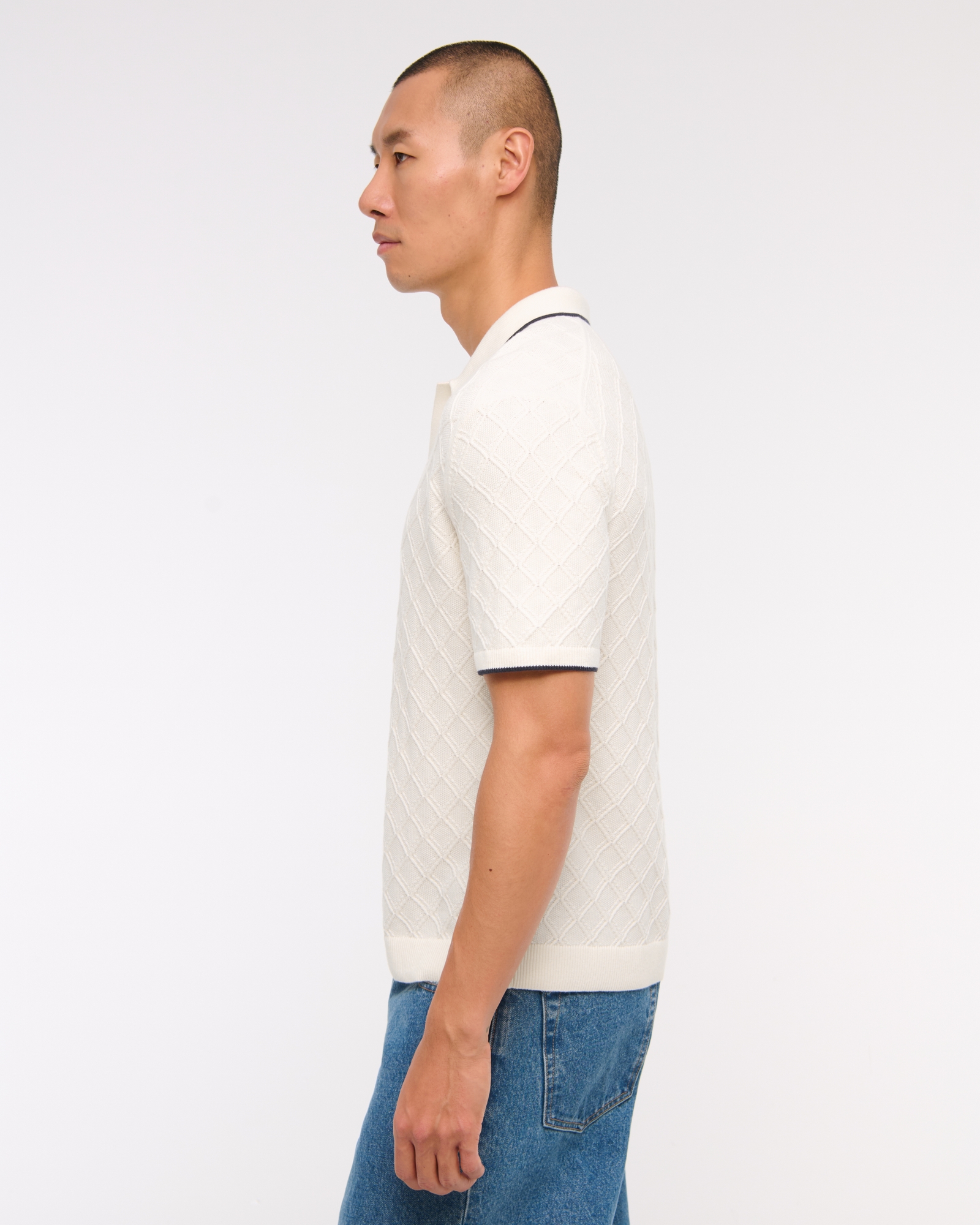 Preppy Tipped Johnny Collar Sweater Polo