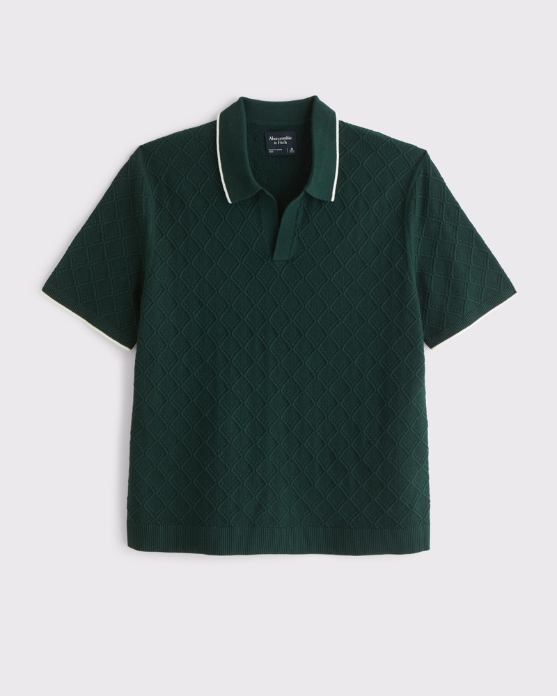 Preppy Tipped Johnny Collar Sweater Polo