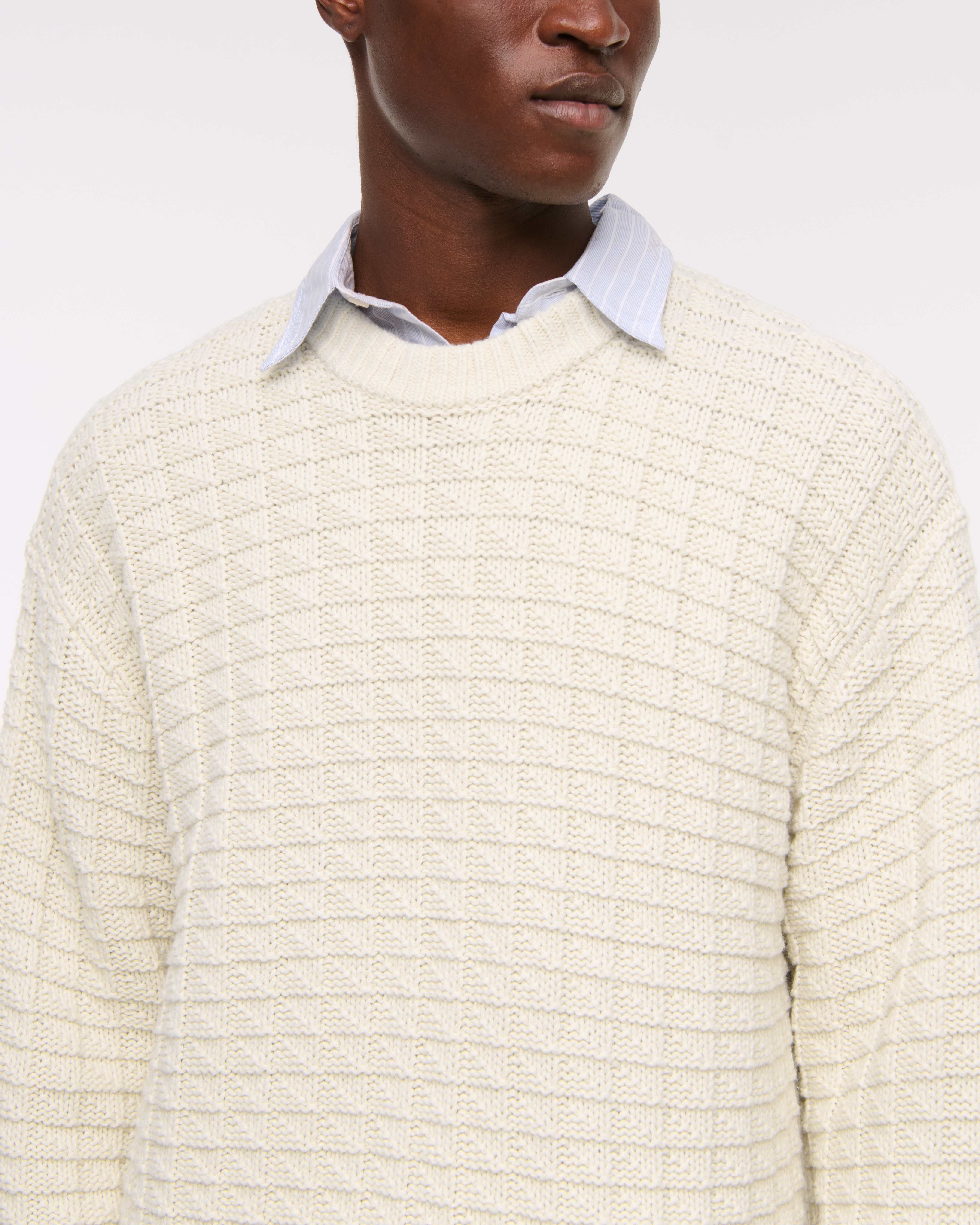 Мужские свитеры Abercrombie & Fitch Oversized Checkered Stitch Crew Sweater — фото 3