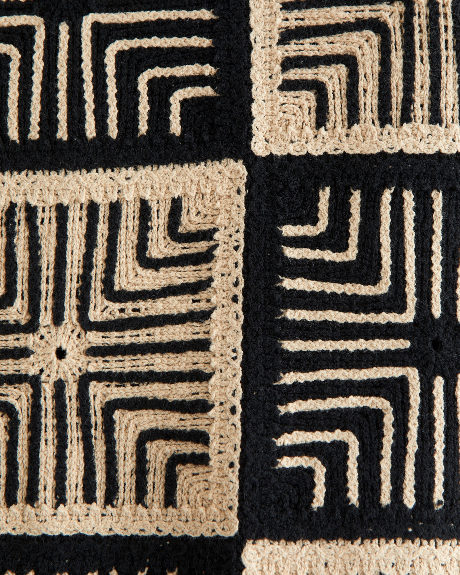 Crochet-Style Border Stripe Button-Through Sweater Polo