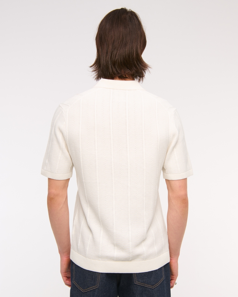 Textural Stripe Zip Sweater Polo