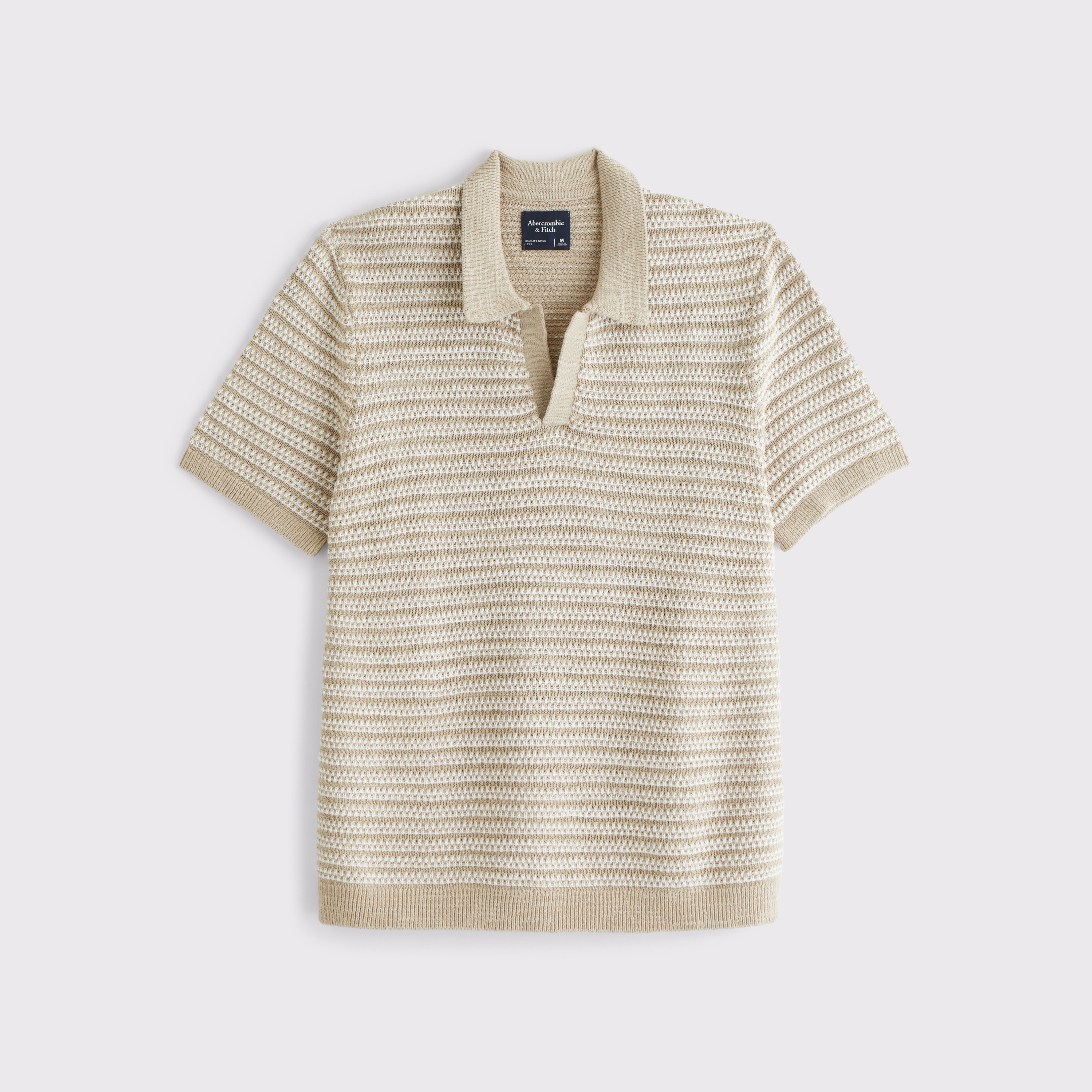 Men's Textural Striped Johnny Collar Sweater Polo | Men's