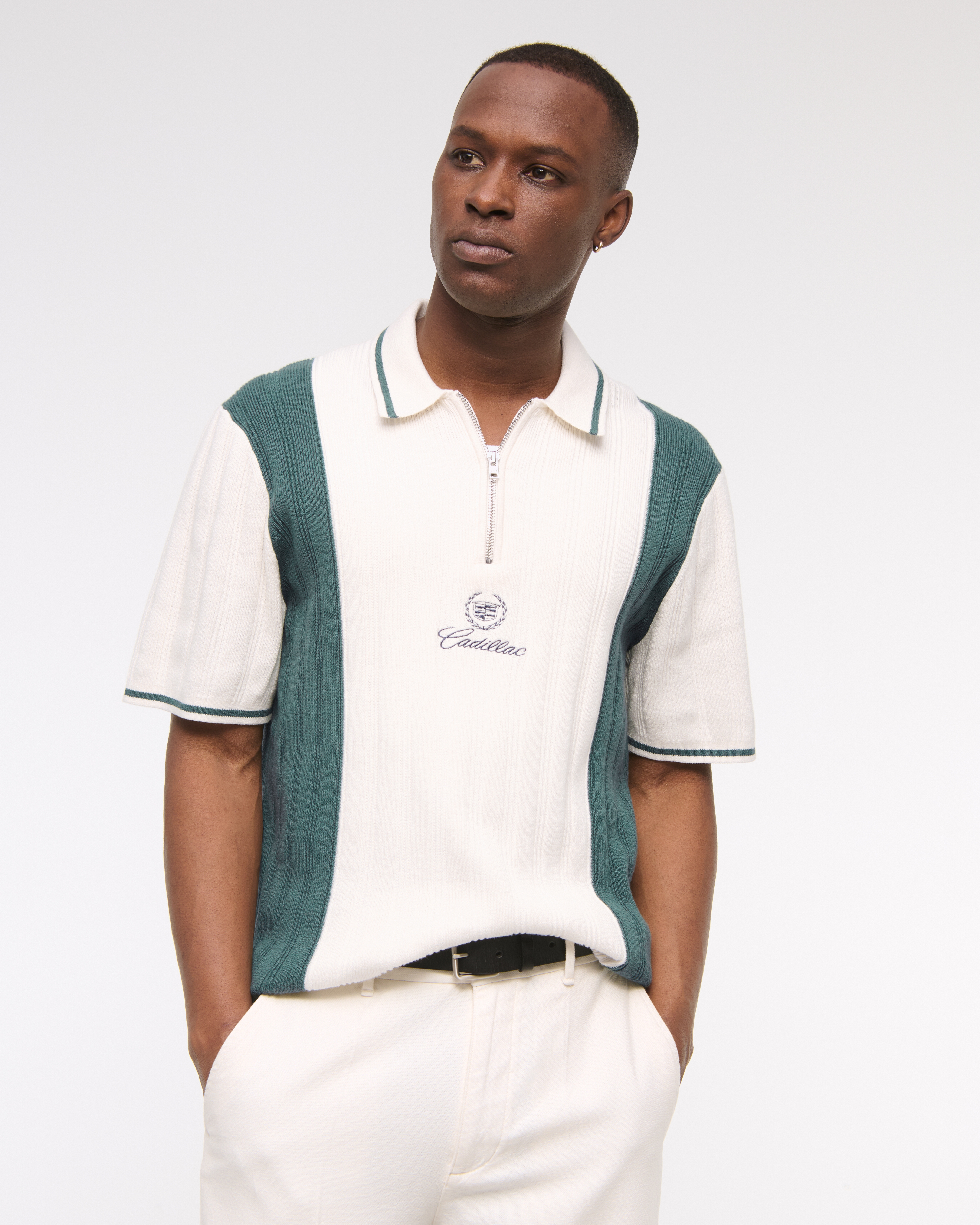 Abercrombie & Fitch Cadillac Zip Sweater Polo In Neutral