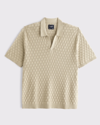 Pointelle Stitch Johnny Collar Sweater Polo from Abercrombie & Fitch - $34.99
