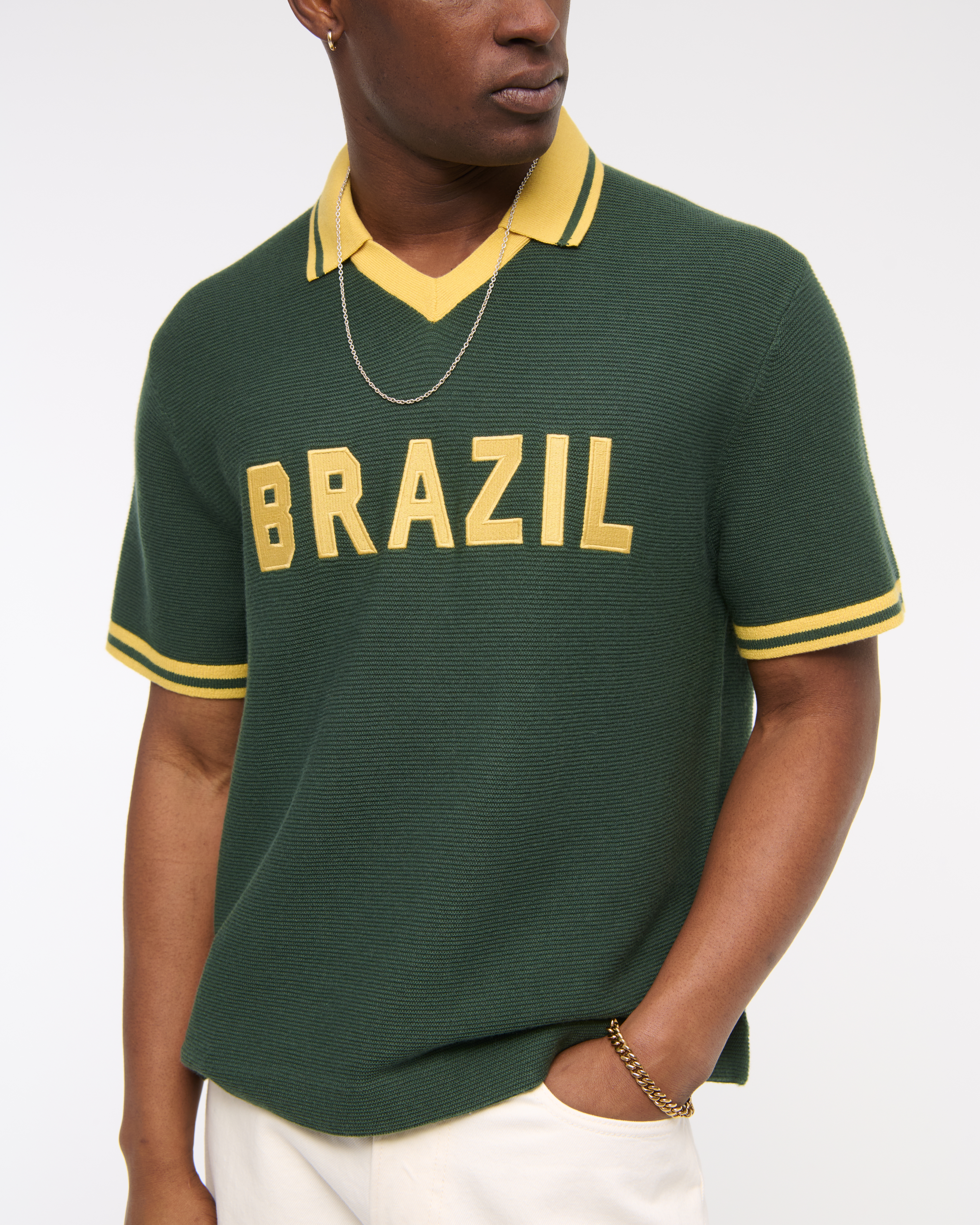 Abercrombie & Fitch Soccer Jersey-inspired Sweater In Green