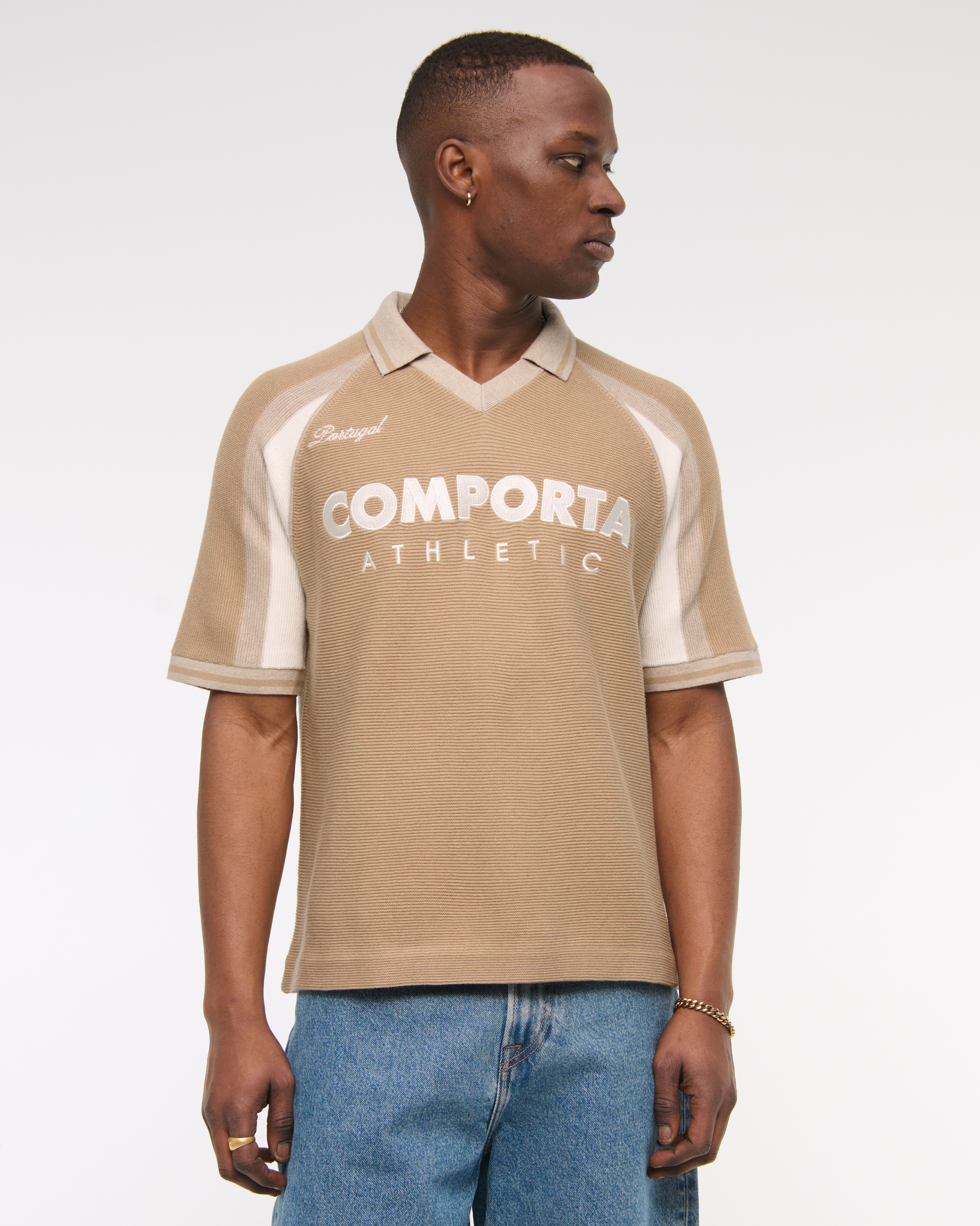 Abercrombie & Fitch Soccer Jersey-inspired Sweater In Brown