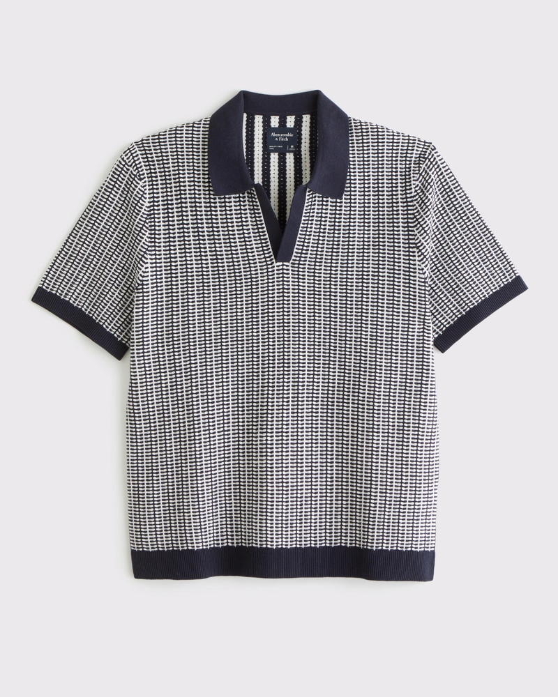 Classic Tonal Stitch Johnny Collar Sweater Polo