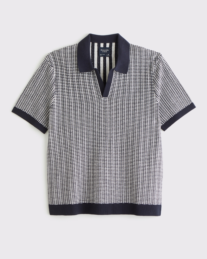 Classic Tonal Stitch Johnny Collar Sweater Polo