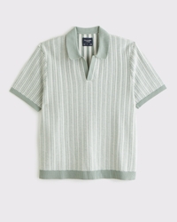 Classic Tonal Stitch Johnny Collar Sweater Polo