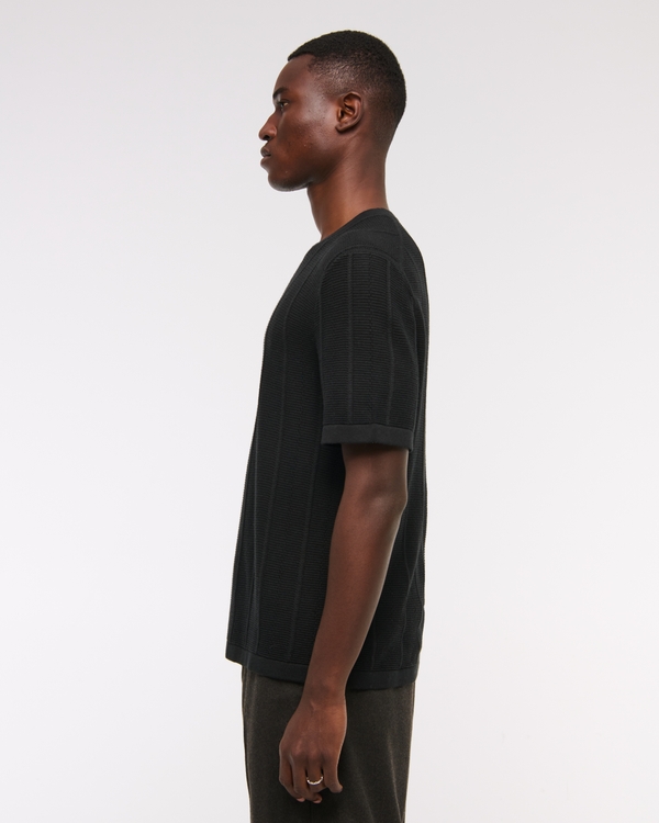 Camiseta tipo suéter con pespuntes