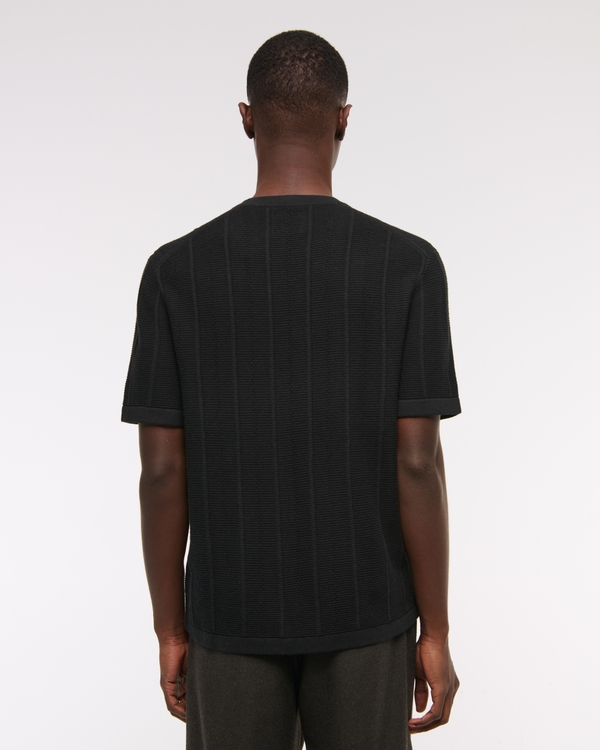 Camiseta tipo suéter con pespuntes