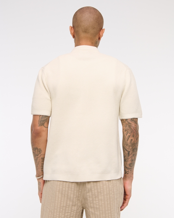 Garment Dye Button-Through Sweater Polo