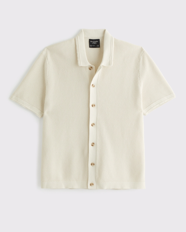 Garment Dye Button-Through Sweater Polo