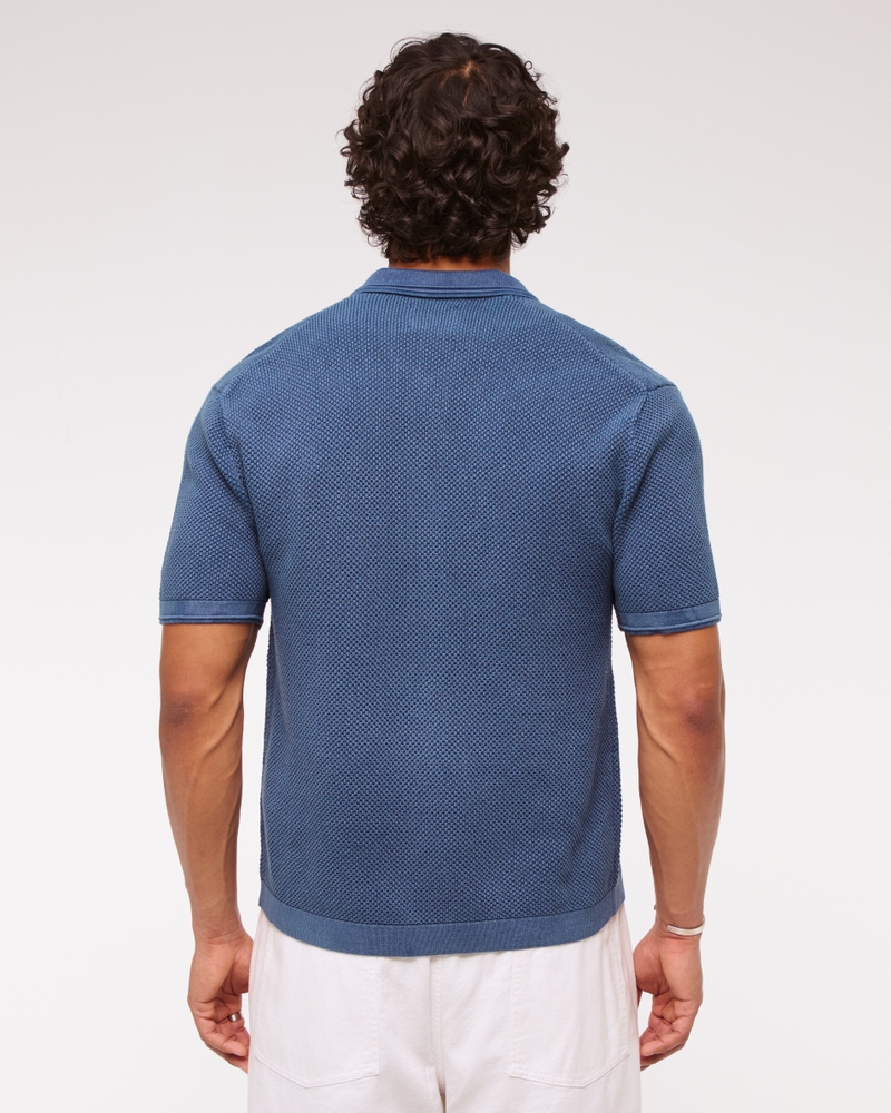 Garment Dye Button-Through Sweater Polo