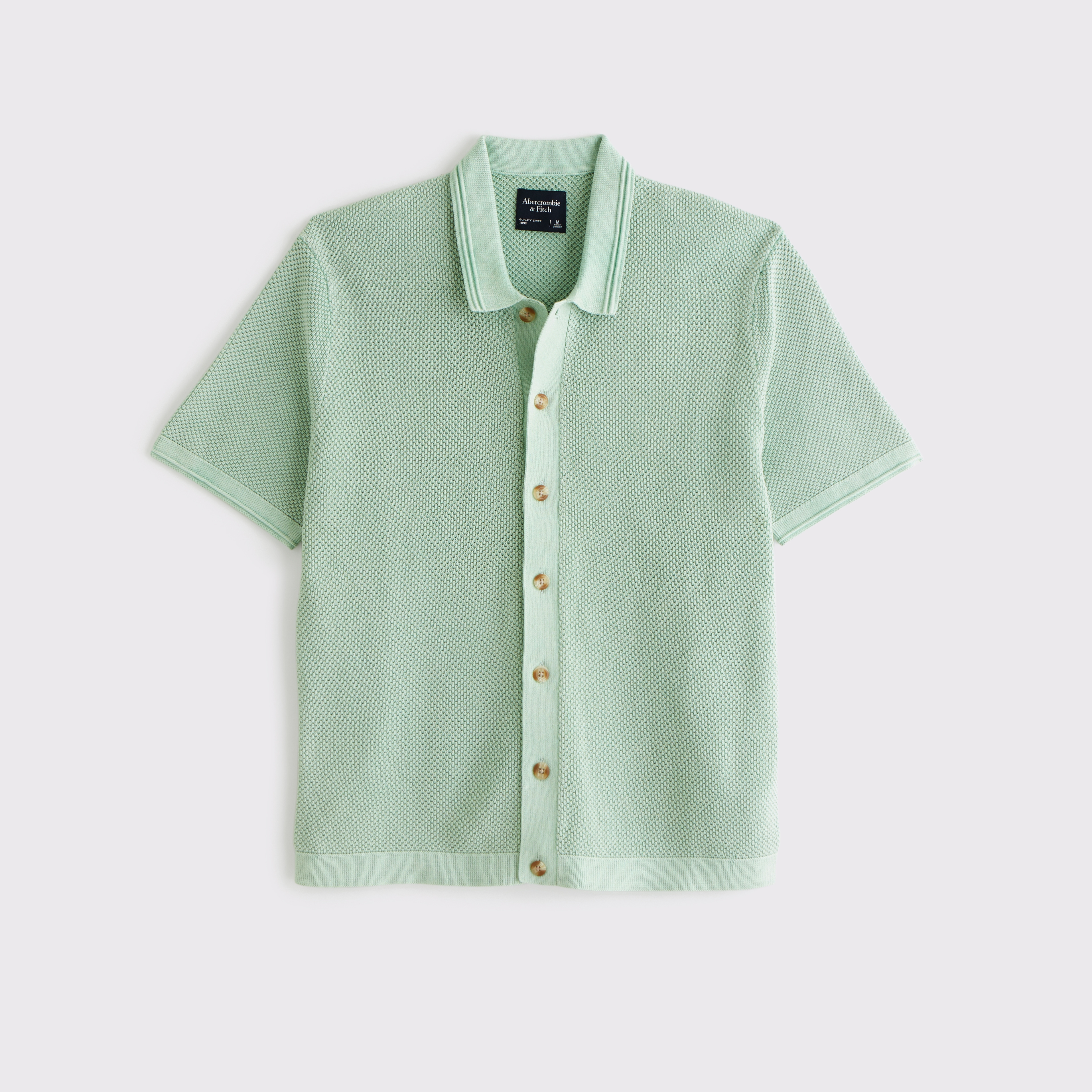 Abercrombie & Fitch Garment Dye Button-through Sweater Polo In Green
