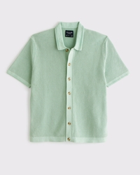 Garment Dye Button-Through Sweater Polo