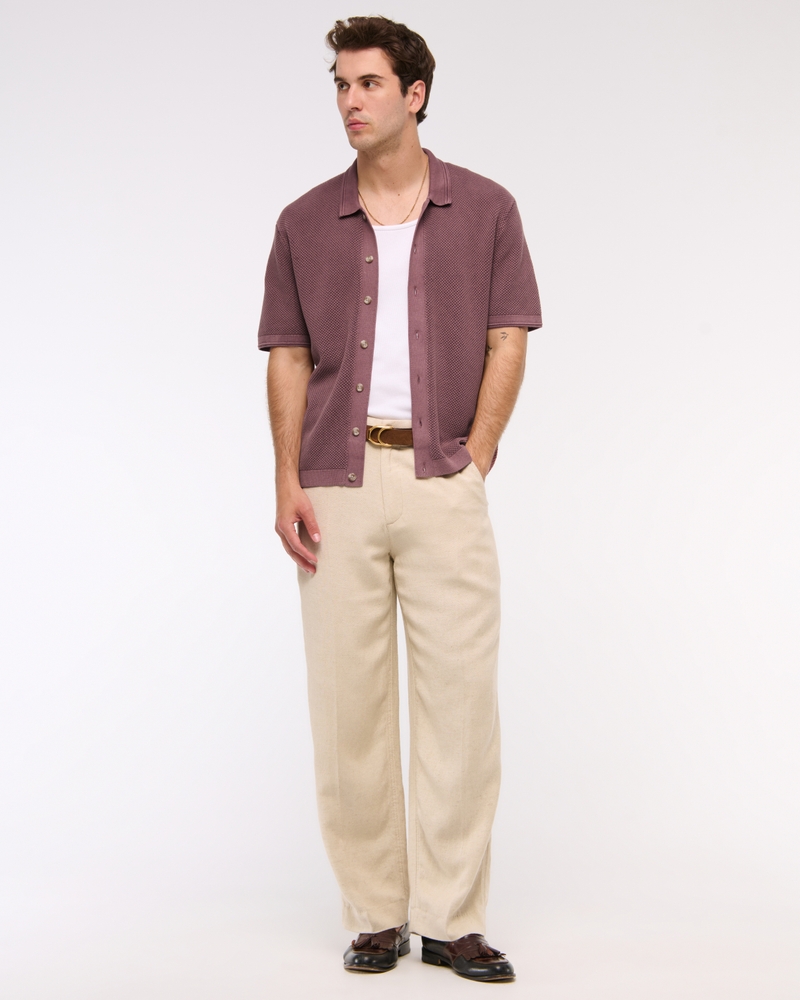 Garment Dye Button-Through Sweater Polo