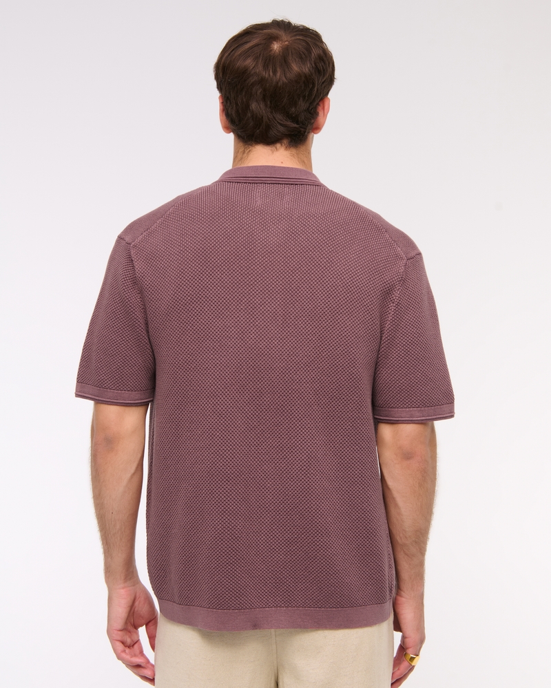Garment Dye Button-Through Sweater Polo
