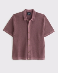 Garment Dye Button-Through Sweater Polo