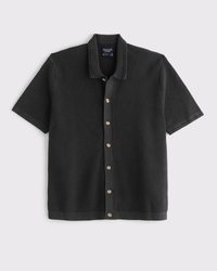 Garment Dye Button-Through Sweater Polo