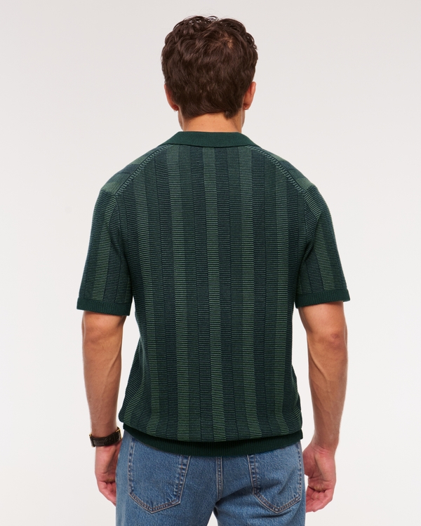 Contrast Textural Zip Sweater Polo