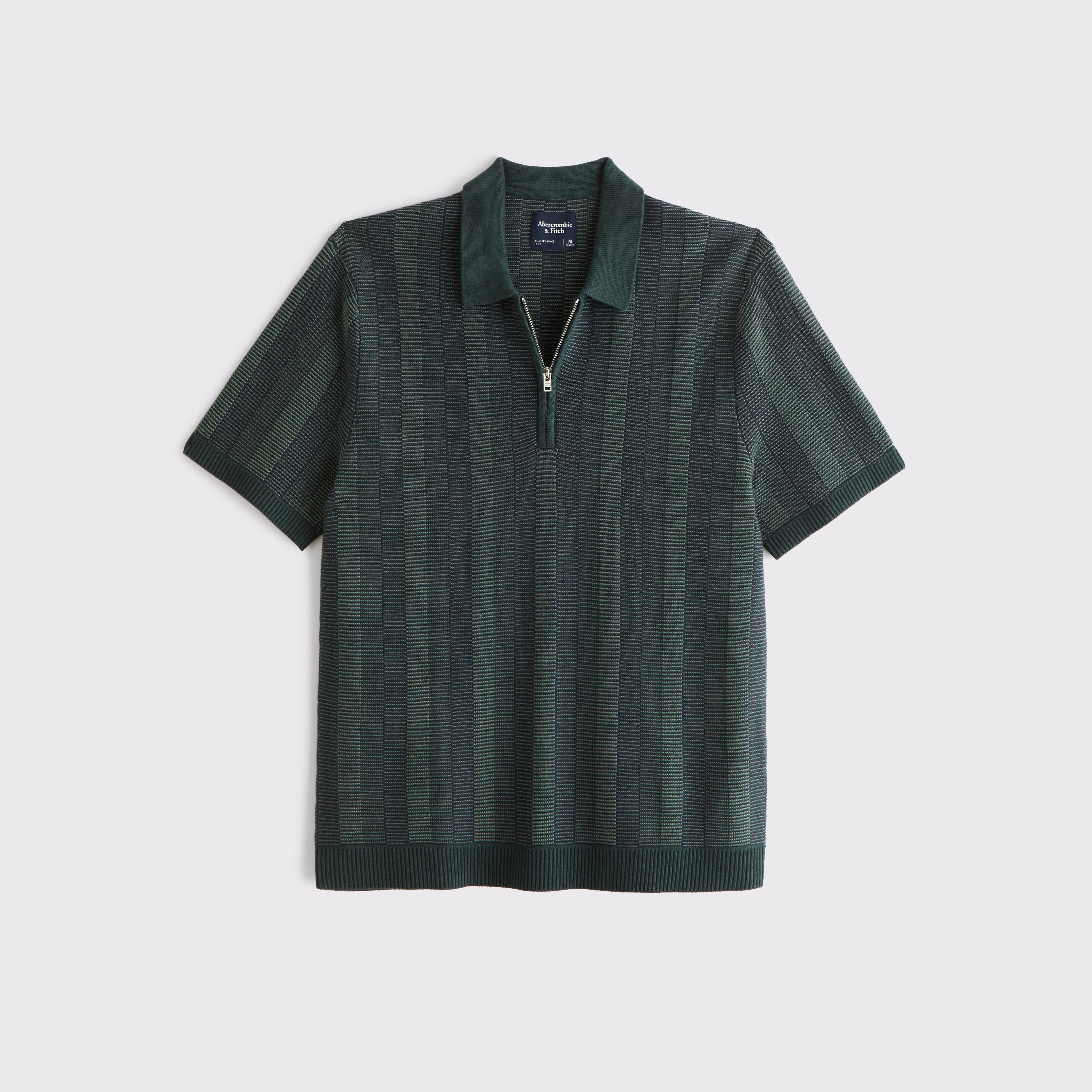 Men's Contrast Textural Zip Sweater Polo | Men's Tops