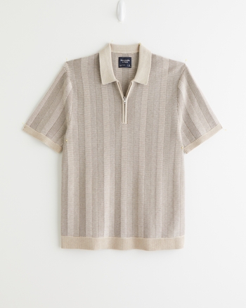 Contrast Textural Zip Sweater Polo from Abercrombie & Fitch - $19.97