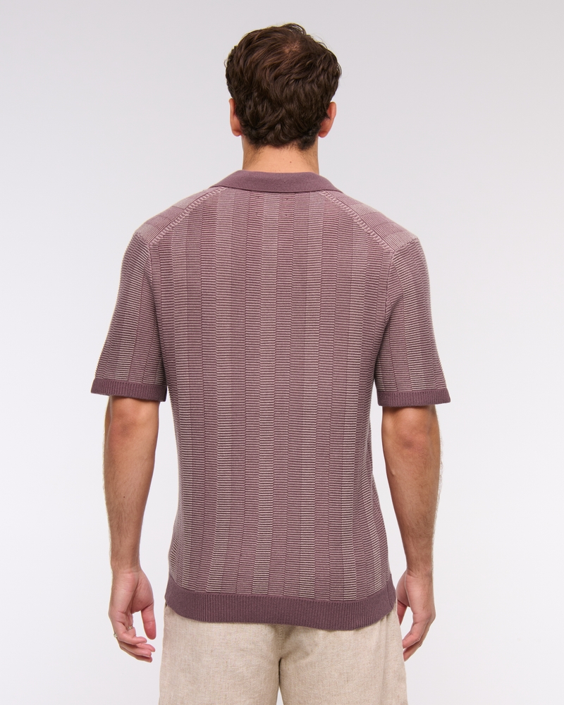 Contrast Textural Zip Sweater Polo