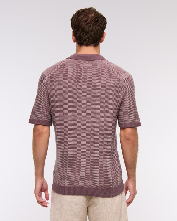 Contrast Textural Zip Sweater Polo