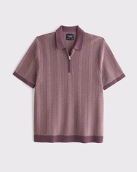 Contrast Textural Zip Sweater Polo