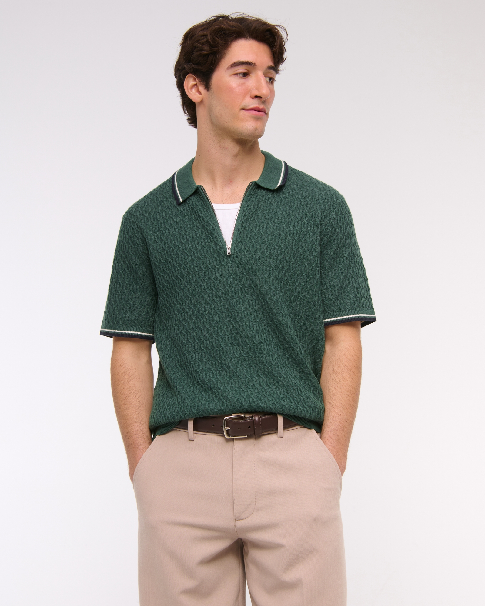 Tipped Zip Sweater Polo