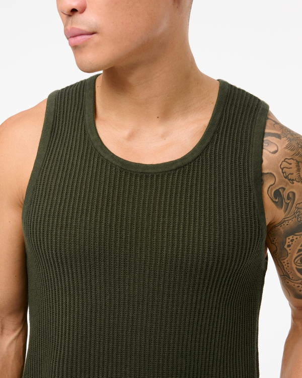 Cropped Classic Stitch Sweater Tank, Dark Green view 2