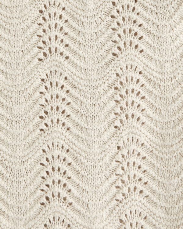 Wavy Crochet-Style Button-Through Sweater Polo