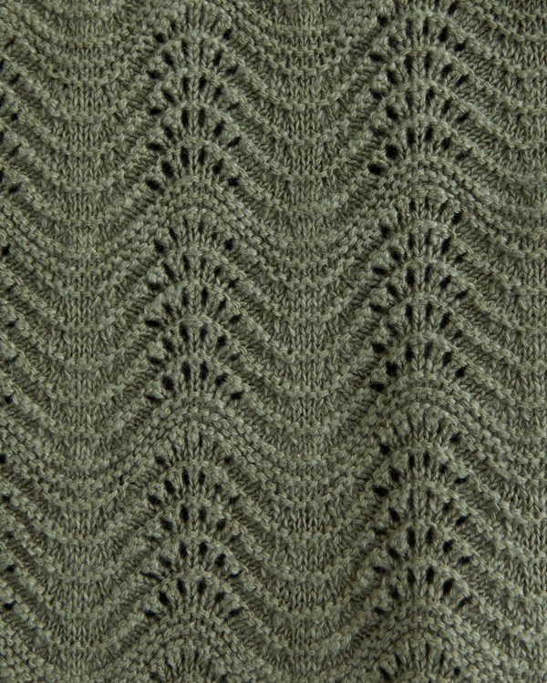 Wavy Crochet-Style Button-Through Sweater Polo