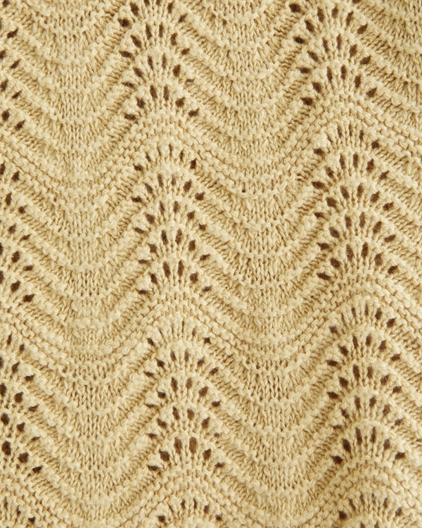 Wavy Crochet-Style Button-Through Sweater Polo