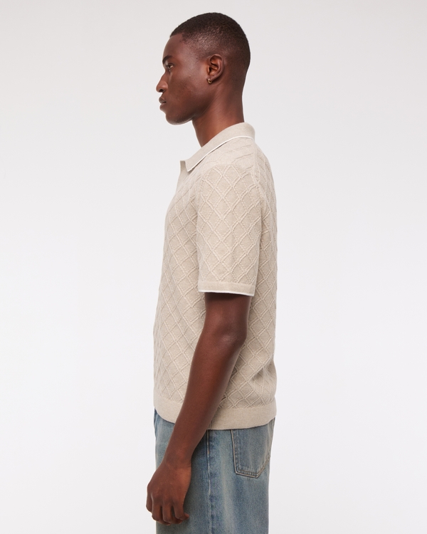 Preppy Tipped Johnny Collar Sweater Polo