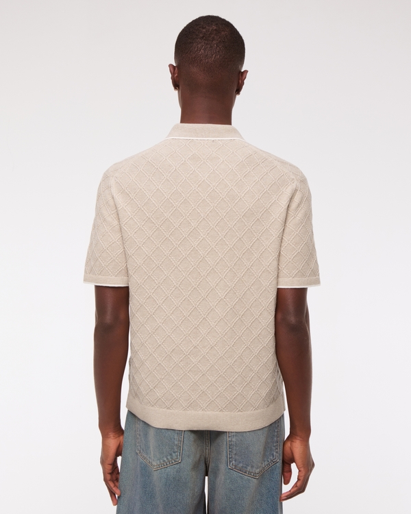 Preppy Tipped Johnny Collar Sweater Polo