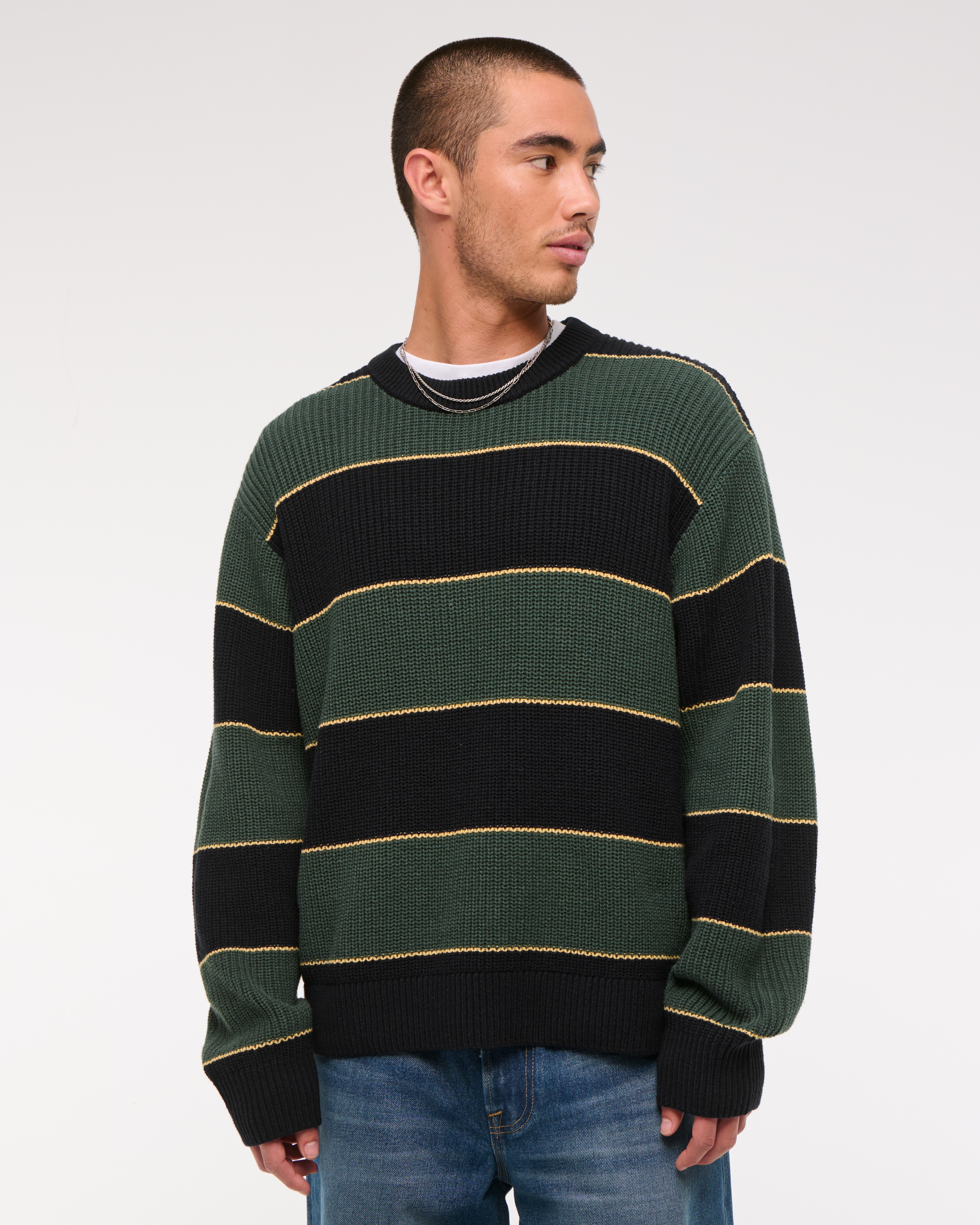 Men's Oversized Striped Crew Sweater | Men's Clearance Men's Oversized Striped Crew Sweater | Men's Clearance