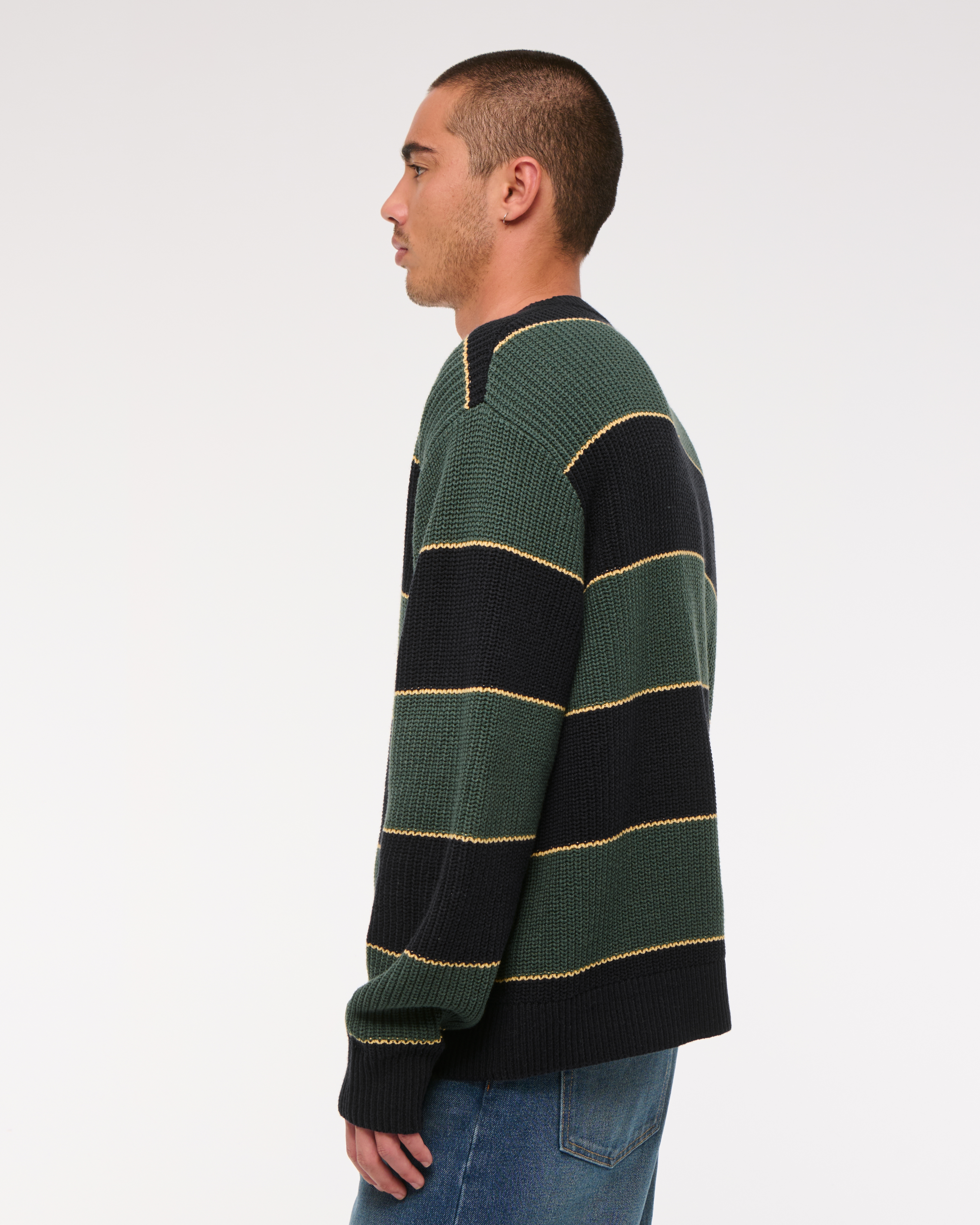 Men's Oversized Striped Crew Sweater | Men's Clearance Men's Oversized Striped Crew Sweater | Men's Clearance