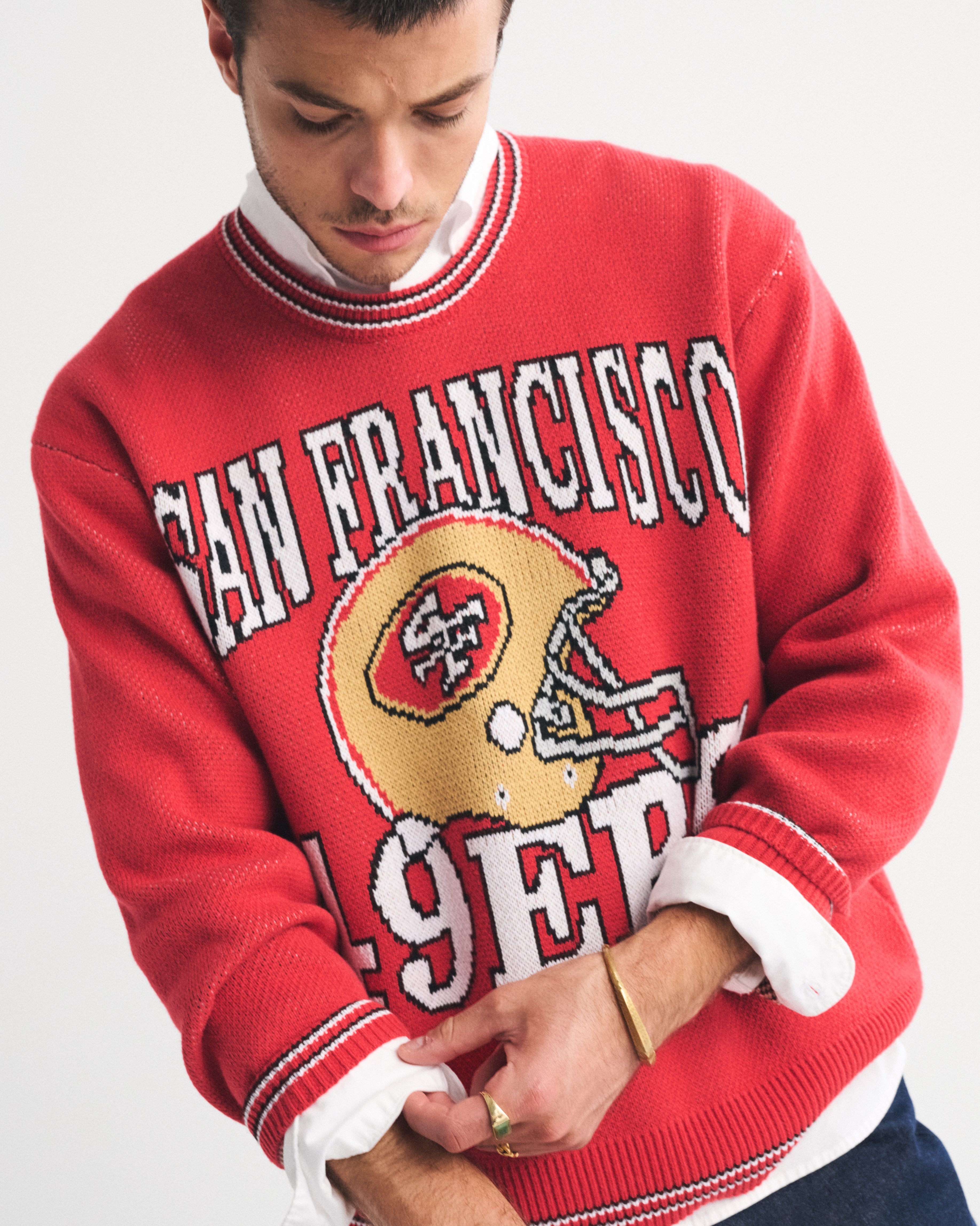 値下げ 49ERS knit sweater USA製 Mens M Men's San Francisco 49ers Nike Scarlet/Gold Historic Raglan