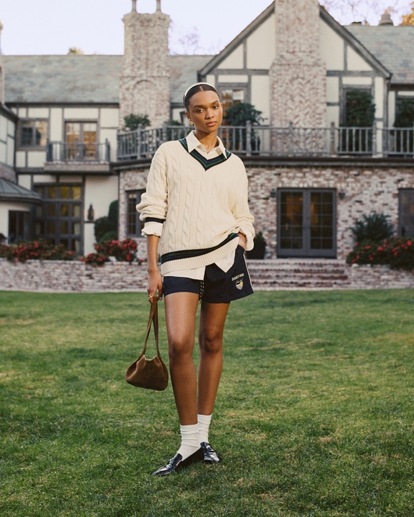 Vol. 28 Danzy Oversized V-Neck Sweater, Cream view 1