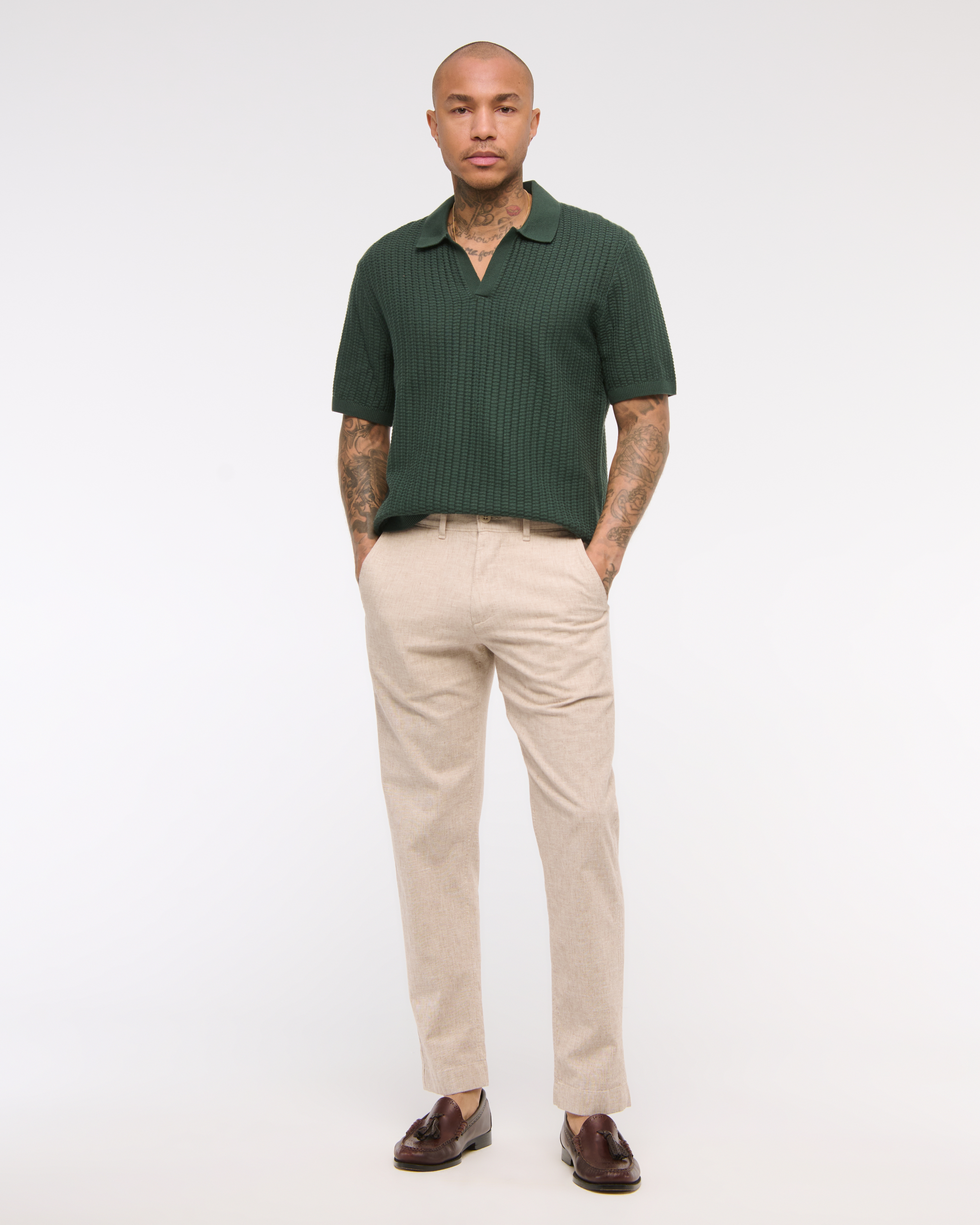 Abercrombie & Fitch クラシック トーナルステッチ ニット ポロ Men's Classic Stitch Johnny Collar Sweater Polo | Men's Tops