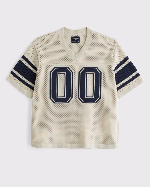 Football Jersey-Inspired Sweater, Oatmeal view 2