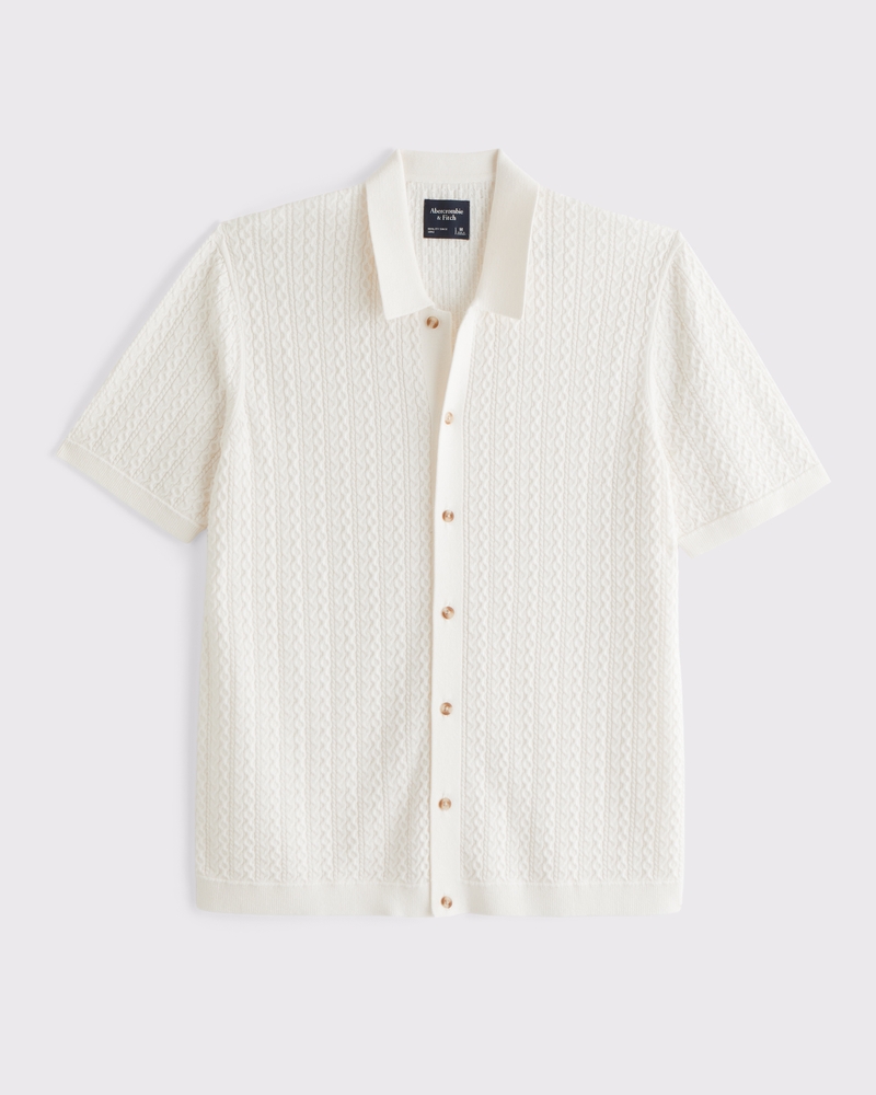 Men's Cable Button-Through Sweater Polo | Men's Sale