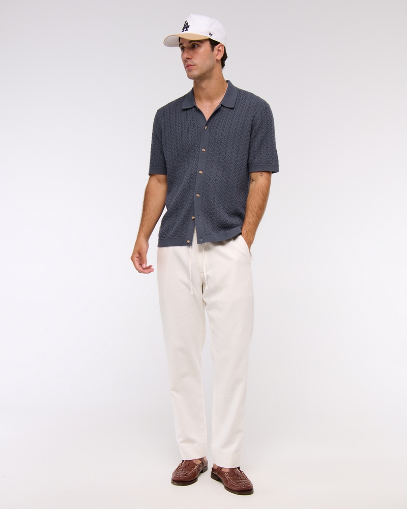 Cable Button-Through Sweater Polo